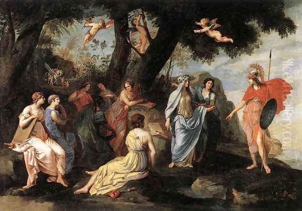 Minerva and the Muses 1640-45 Oil Painting by Jacques Stella