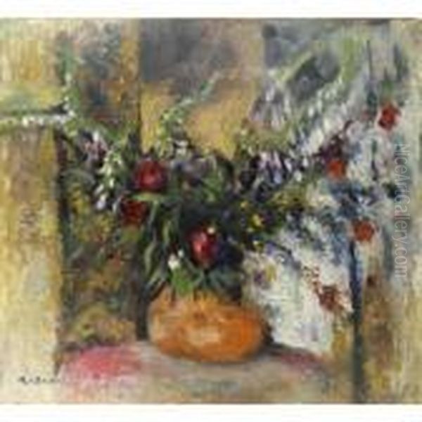 Vase De Fleurs Dans Un Interieur Oil Painting by Ker Xavier Roussel