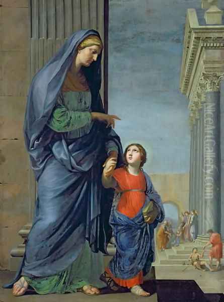 St. Anne Leading the Virgin to the Temple, c.1635-45 Oil Painting by Jacques Stella