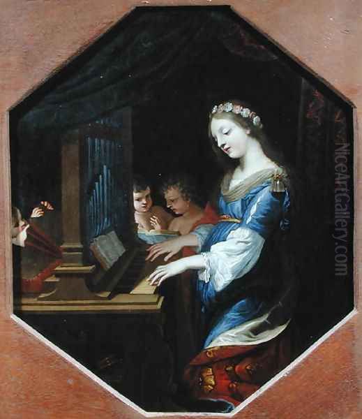 St. Cecilia Playing the Organ Oil Painting by Jacques Stella