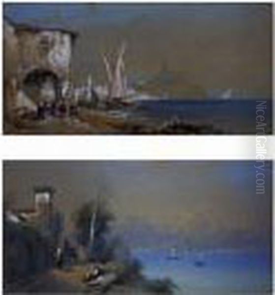 Italian Lake Scenes Oil Painting by Charles Rowbotham