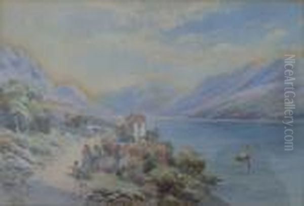 On The Lake Of Idro Oil Painting by Charles Rowbotham