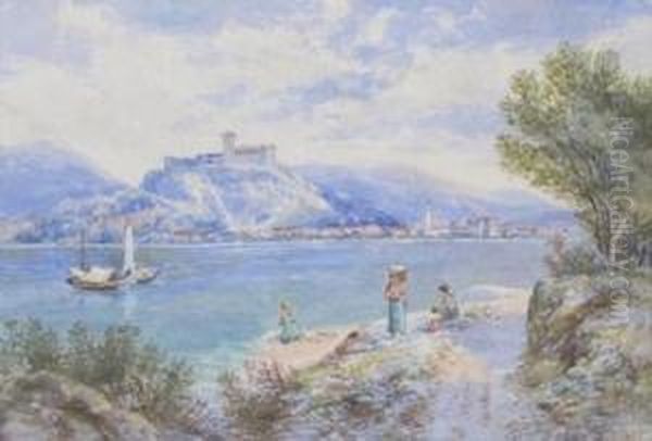 Castle Of Al**a, Possibly Lake Como Oil Painting by Charles Rowbotham