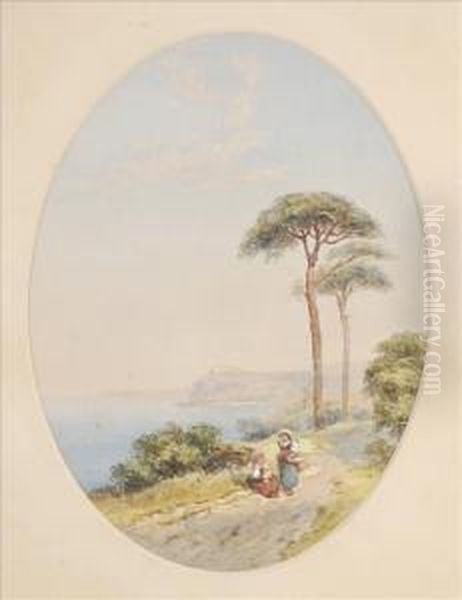 On The Shores Of Lake Maggiore Resting By A Lake Oil Painting by Charles Rowbotham