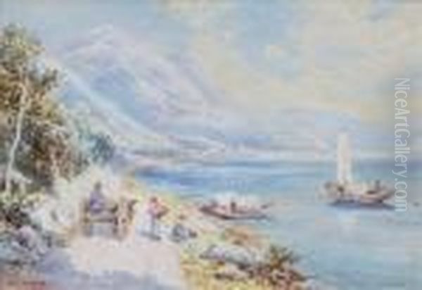 Near Mannagio,lake Como Oil Painting by Charles Rowbotham