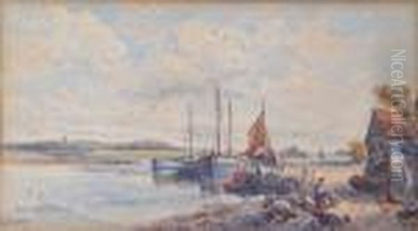 Sailing Vessels Oil Painting by Charles Rowbotham