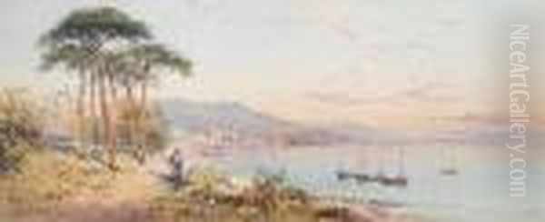 Italian Lake Scene Oil Painting by Charles Rowbotham