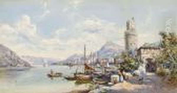 Oberwesel Oil Painting by Charles Rowbotham