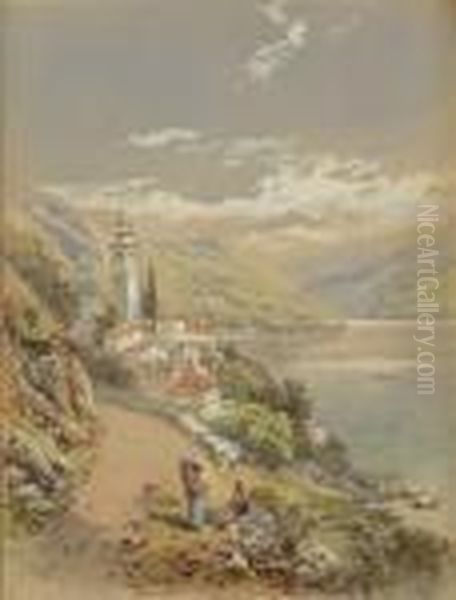 Lake Of Lugano Oil Painting by Charles Rowbotham