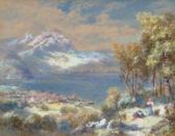 Lake Lucerne And Lake Geneva Oil Painting by Charles Rowbotham