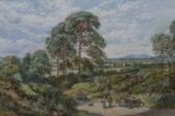 A Devonshire Lane Oil Painting by Charles Rowbotham