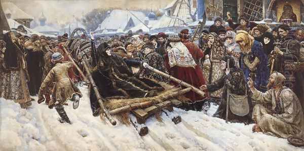 The Execution of Boyarina Pajaritar Morozova (d.1675) 1887 Oil Painting by Vasilij Ivanovic Surikov