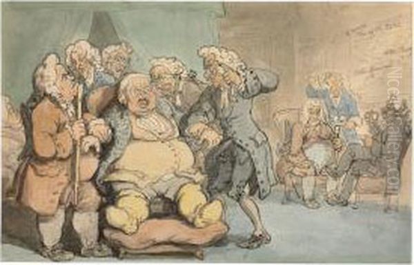 Matthew Bramble's Trip To Bath Oil Painting by Thomas Rowlandson