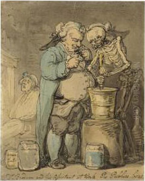 Dr. Brodum And His Assistant At Work Pro Publico Bono Oil Painting by Thomas Rowlandson