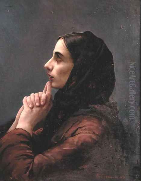 Young Woman at Prayer, 1879 Oil Painting by Vasilij Ivanovic Surikov