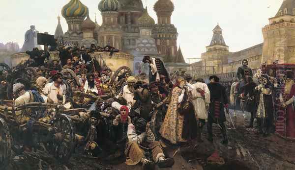 The Morning of the Execution of the Streltsy in 1698, 1881 Oil Painting by Vasilij Ivanovic Surikov