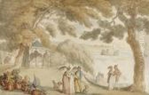 The Thames At Twickenham Oil Painting by Thomas Rowlandson