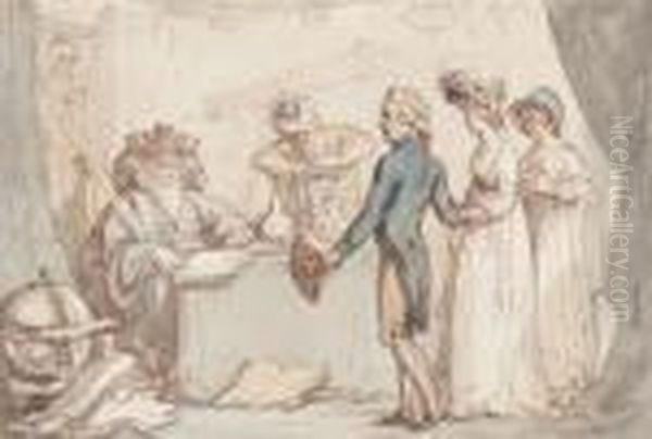 Cadwallader Assumes The Character Of A Fortune Teller Oil Painting by Thomas Rowlandson