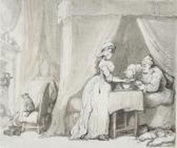 The Batchelor Oil Painting by Thomas Rowlandson