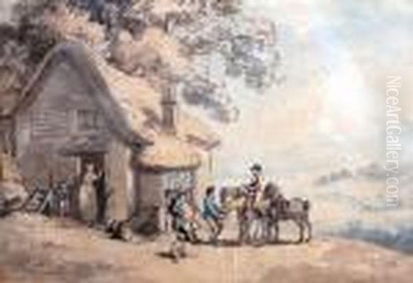 Travellers Resting At A Dorchester Inn Oil Painting by Thomas Rowlandson