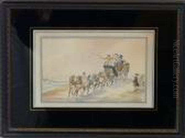 Coaching Scene Oil Painting by Thomas Rowlandson