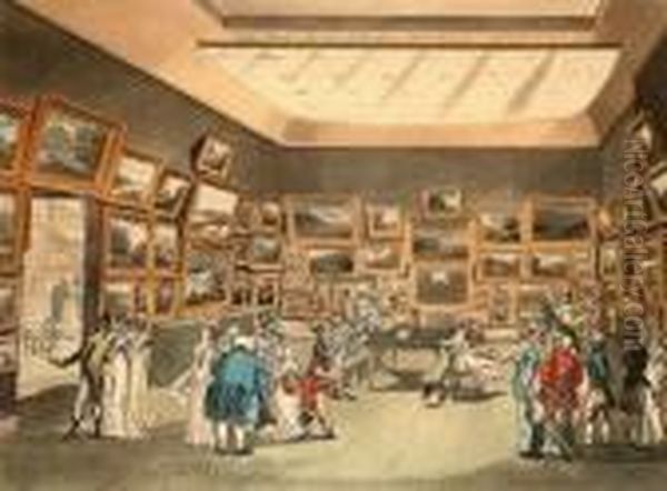 Exhibition Ofwater Coloured Drawings Oil Painting by Thomas Rowlandson