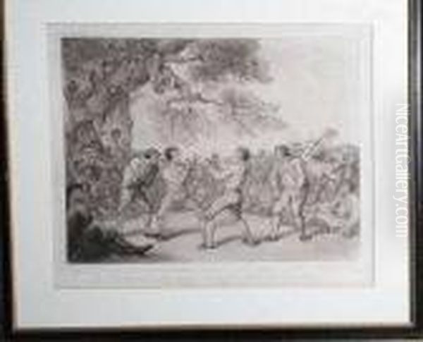 The Boxing Match Between Daniel Mendoza And Richard Humphreys Oil Painting by Thomas Rowlandson