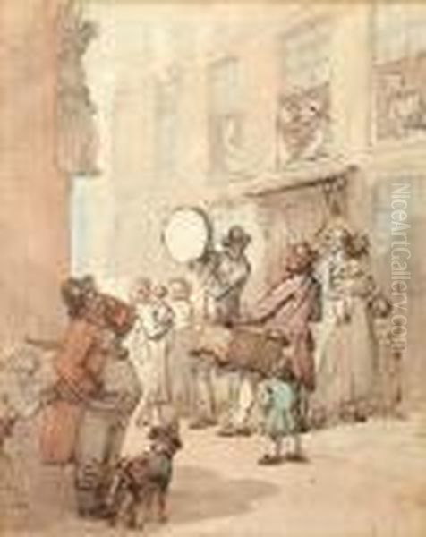 Street Musicians Oil Painting by Thomas Rowlandson