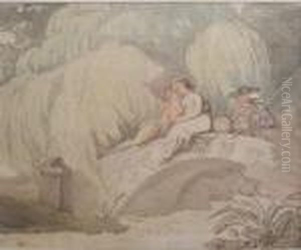 The Amorous Fisherman Oil Painting by Thomas Rowlandson