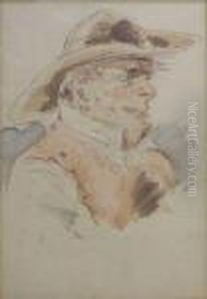 Head And Shoulders Portrait Of A Jolly Fellow Oil Painting by Thomas Rowlandson