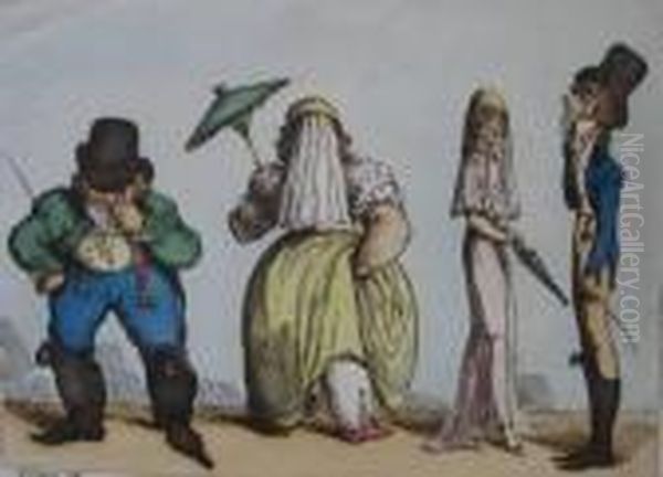 Walking Sticks Oil Painting by Thomas Rowlandson