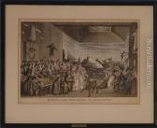 Mr.bullock's Exhibition Of Laplanders Oil Painting by Thomas Rowlandson