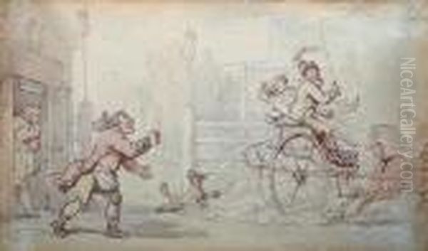 Cheating The Toll Gate Keeper Oil Painting by Thomas Rowlandson