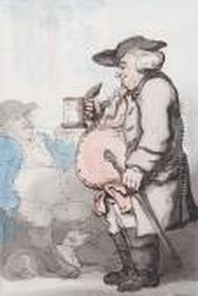 Two Topers Oil Painting by Thomas Rowlandson