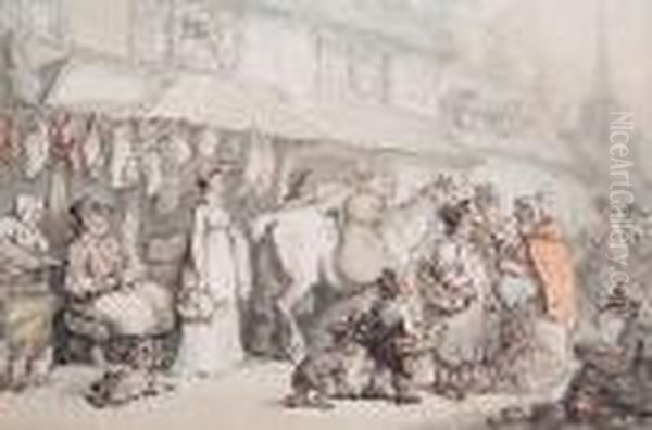 The Butcher's Shop Oil Painting by Thomas Rowlandson