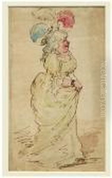 A Lady Of Fashion Oil Painting by Thomas Rowlandson