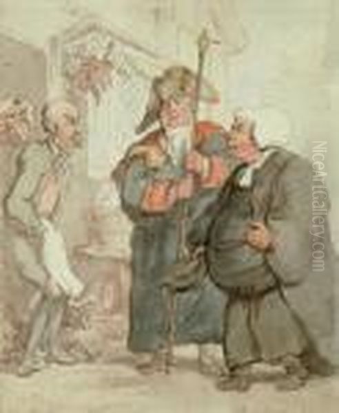 Easter Offerings Sturdy Beggars Oil Painting by Thomas Rowlandson