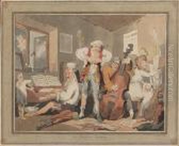 An Italian Family Oil Painting by Thomas Rowlandson