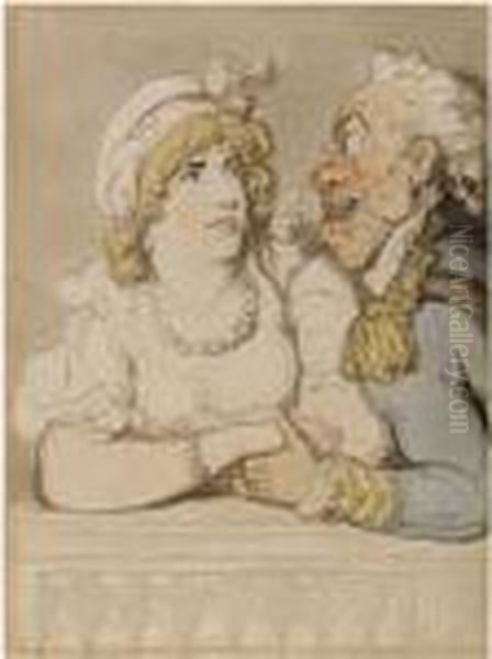 The Courting Couple Oil Painting by Thomas Rowlandson