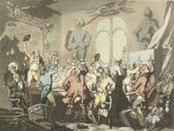 The Meet Oil Painting by Thomas Rowlandson