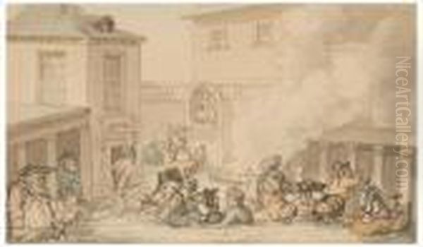 Comforts Of Bath: King Bladud's Bath. Oil Painting by Thomas Rowlandson