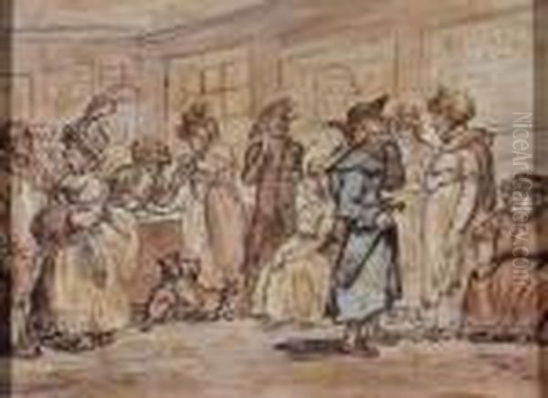 At The Town Hall Oil Painting by Thomas Rowlandson