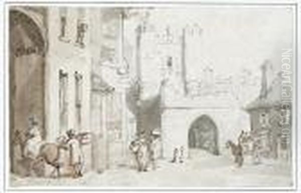 Micklegate Bar, York Oil Painting by Thomas Rowlandson