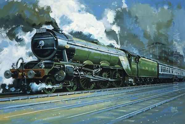 Unidentified steam train Oil Painting by John S. Smith