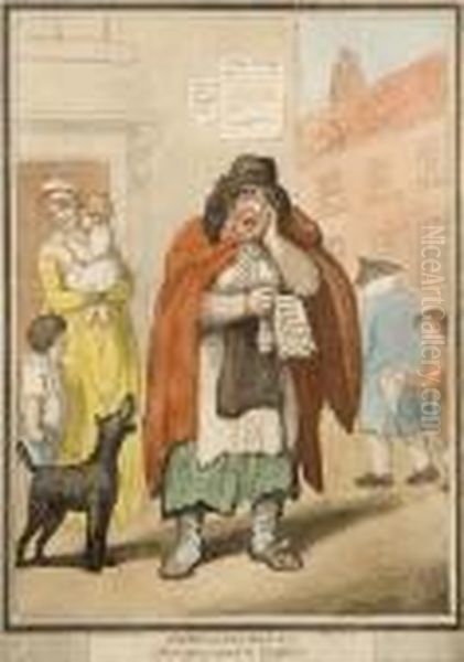 A Set Of Eight 'cries Of London' Oil Painting by Thomas Rowlandson