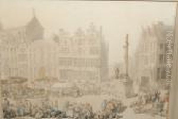 Market Day, Antwerp Oil Painting by Thomas Rowlandson