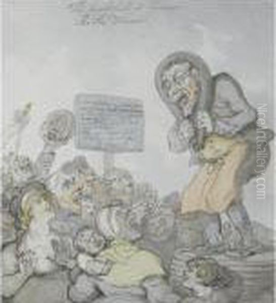 The Grinning Match Oil Painting by Thomas Rowlandson