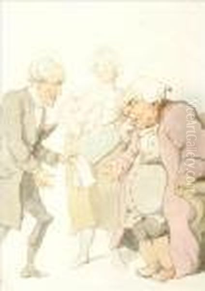 The Handkerchief Oil Painting by Thomas Rowlandson