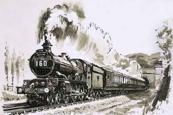 The famous 4-6-0 Castle class of steam locomotives used by Great Western Oil Painting by John S. Smith