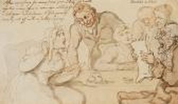 Reading A Will Oil Painting by Thomas Rowlandson